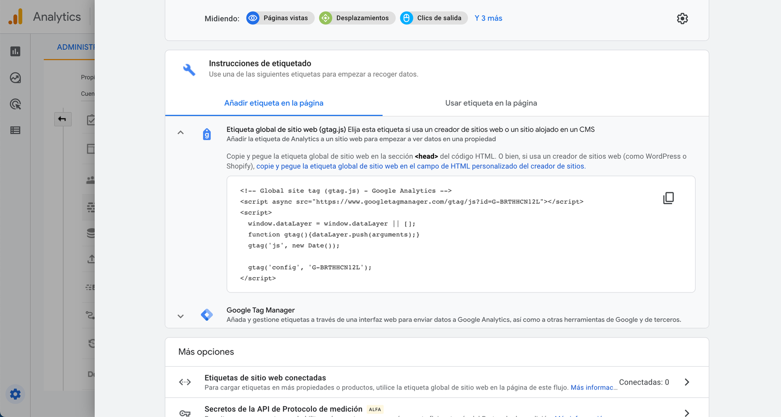 Código de seguimiento de google analytics